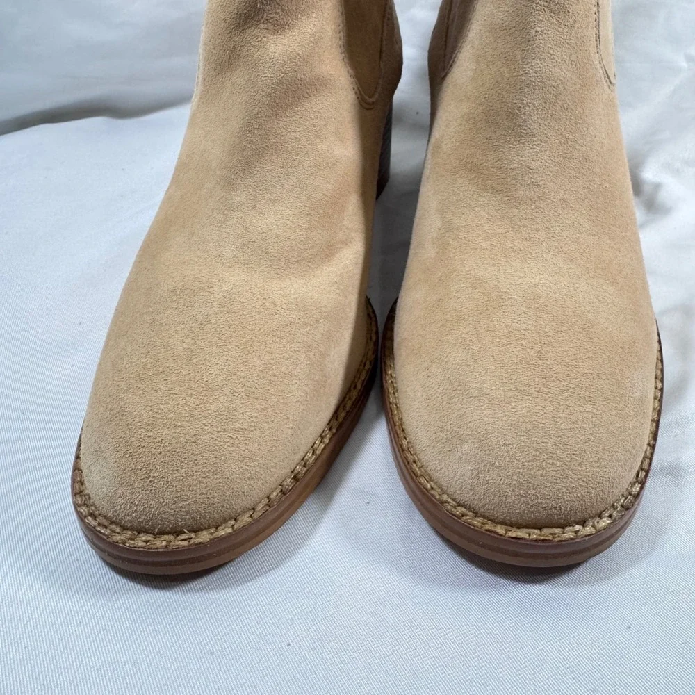 NEW 42 Gold Miley Natural Suede Western Ankle Booties Block‎ Heel Women's US 11